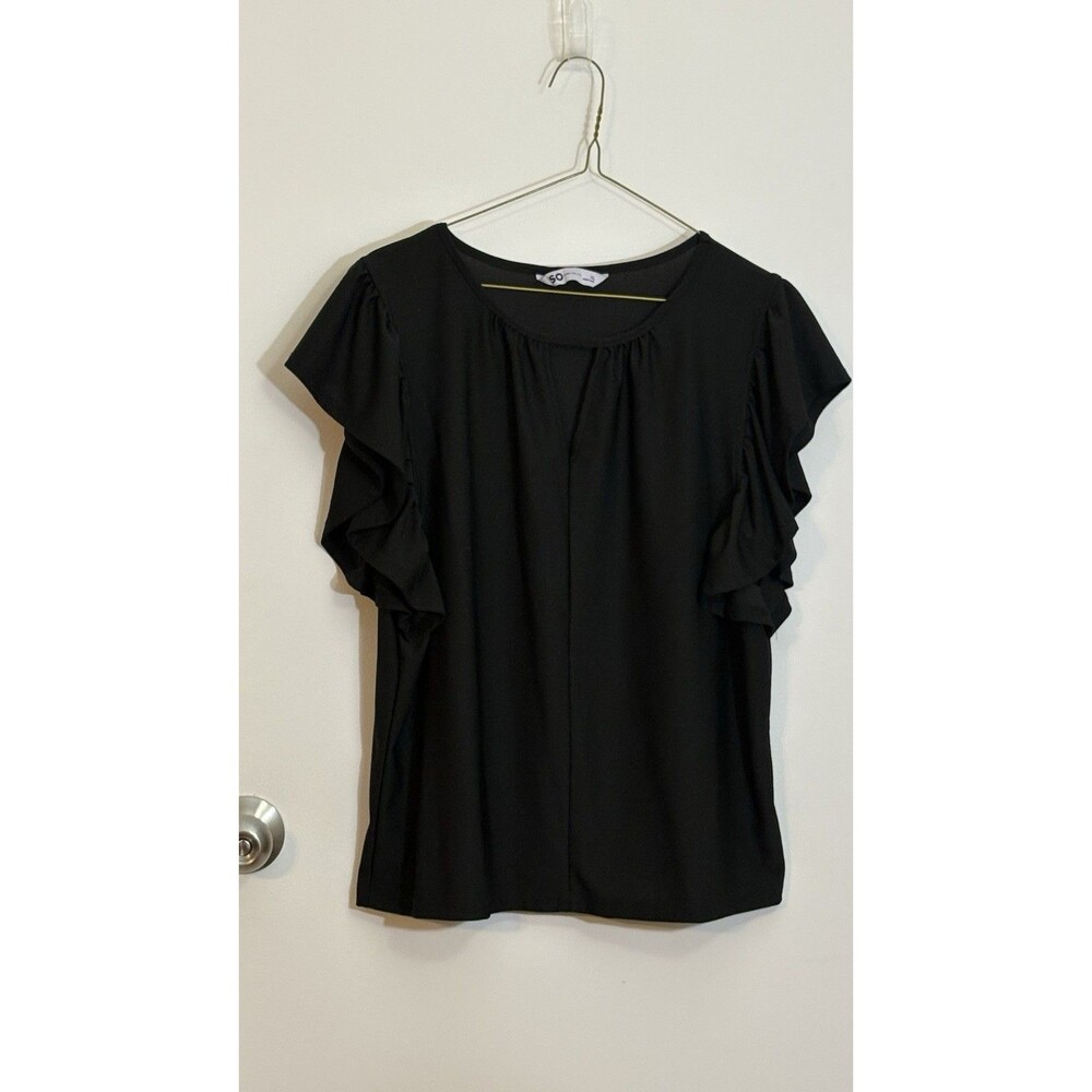 Womens  XL Black Flutter Sleeve SO Blouse